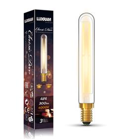 703391762  Classic Deco LED 185mm Tubular Line E14 4W Dimmable 4000K Clear